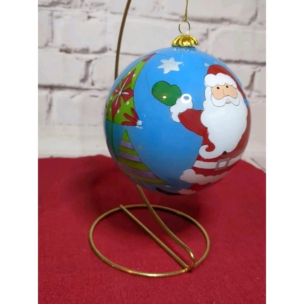 Li Bien Glass Santa Christmas Ornament Pier 1 Inside Painted‎ 2015
